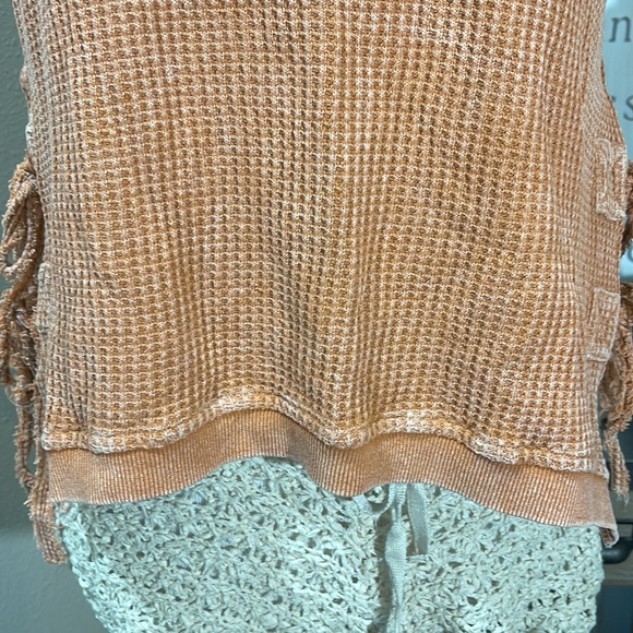 Fate Orange Sleeveless Knit Top with Side Ties TRN21 - Picture 2 of 6